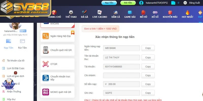 Nạp tiền SV368 được xử lý nhanh chóng, tiết kiệm thời gian tối ưu
